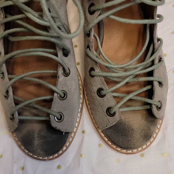 Jeffery Campbell Cors Taupe Suede Lace Peep Toe Booties Size 8 - Picture 3 of 9